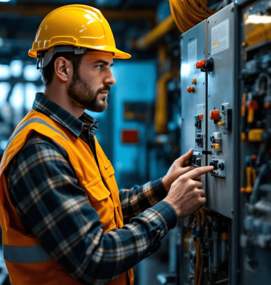 Engineer working on electrical system